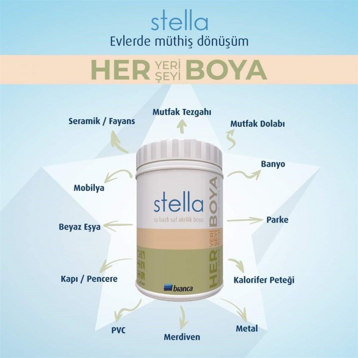 Bianca Stella Su Bazlı Akrilik Boya Beyaz 1 Lt