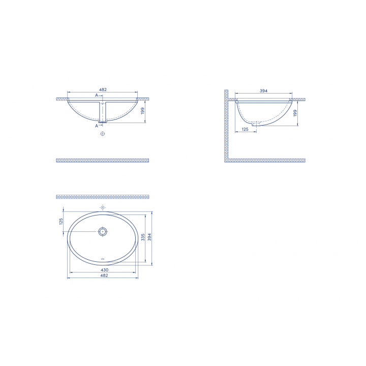 Turkuaz Cerastyle Tezgah Altı Lavabo 44X34