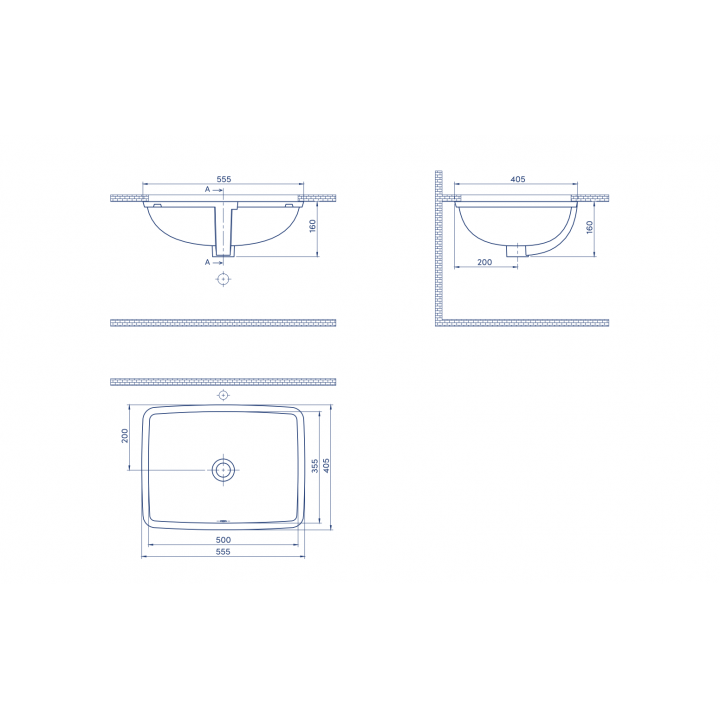 Turkuaz Cerastyle City Tezgah Altı Lavabo 40X55 Cm