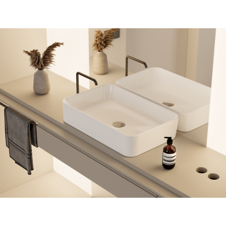 Turkuaz Hera 60x38 cm Tezgah Üstü Lavabo | Modern Çanak Lavabo
