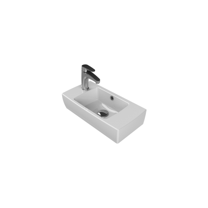 Turkuaz Seramik Cerastyle City 25x50 cm Tezgah Üstü Lavabo, Sol Batarya Delikli