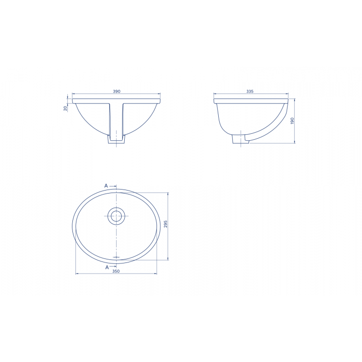 Turkuaz Cerastyle Tezgah Altı Lavabo 35X30 Cm