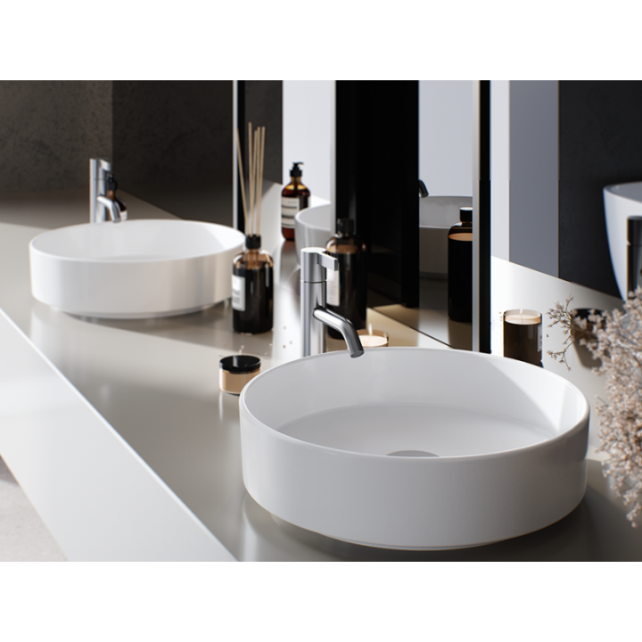 Turkuaz Suit Ø40 cm Tezgah Üstü Lavabo | Yuvarlak Çanak Lavabo